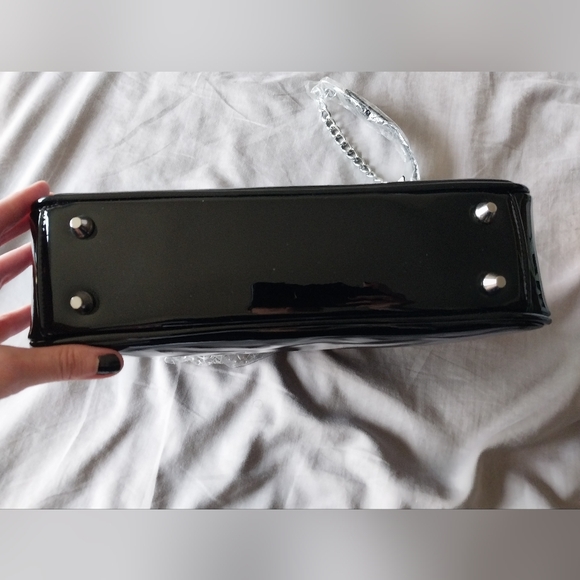 Sourpuss goth black glitter batwing shoulder bag purse - Picture 7 of 10